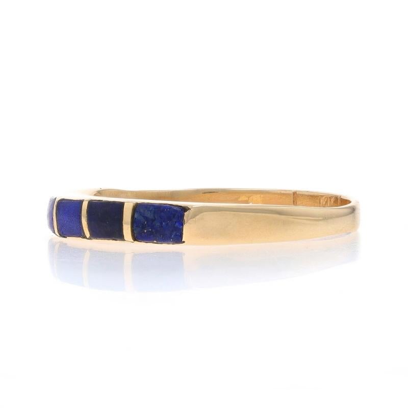 Nativo americano Lavonne Lalio Zuni Lapis Band YellowGold 14k Stack Ring Sz 7 3/4 In condizioni ottime in vendita a Greensboro, NC