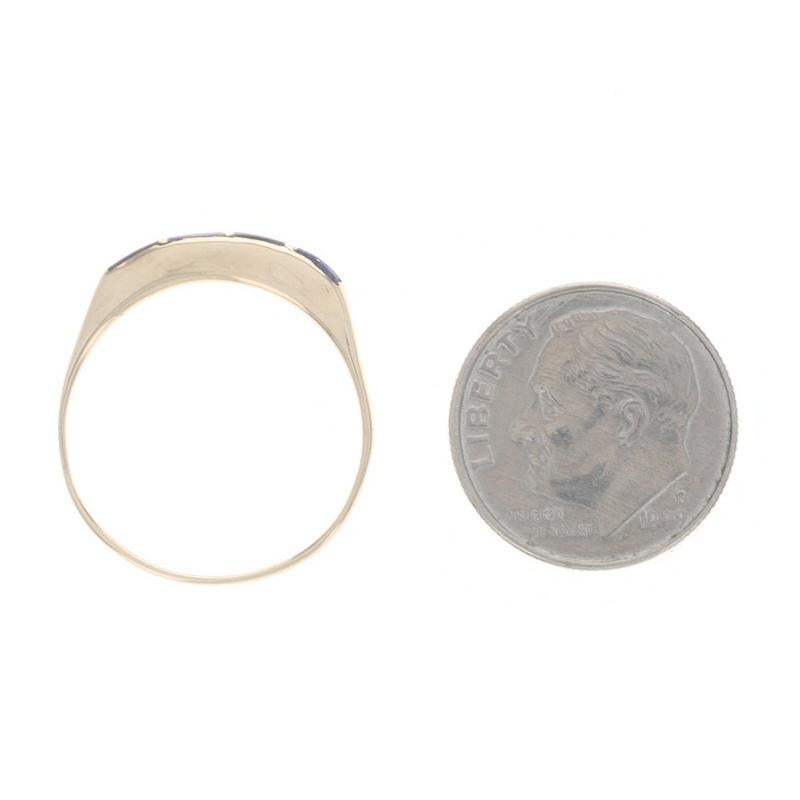 Nativo americano Lavonne Lalio Zuni Lapis Band YellowGold 14k Stack Ring Sz 7 3/4 in vendita 1