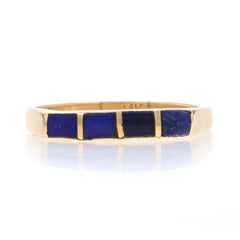Nativo americano Lavonne Lalio Zuni Lapis Band YellowGold 14k Stack Ring Sz 7 3/4
