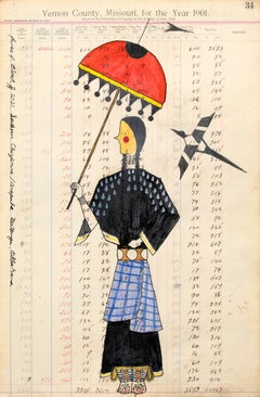 Native American Ledger Art Drawing, "Ar-no-ho-wok", James Black, Cheyenne, 2021