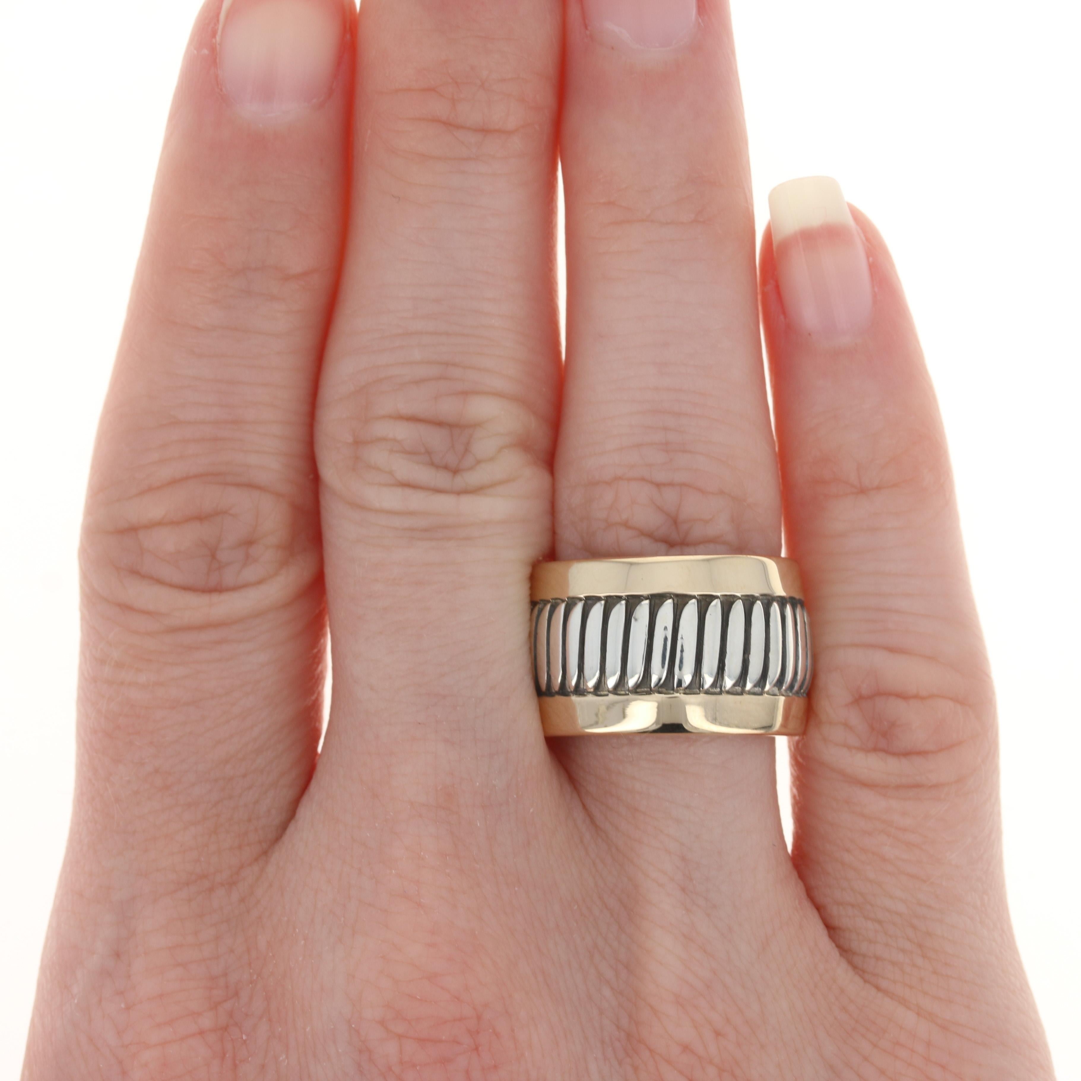 Native American Leonard Schmallie Navajo Sterling Yellow Gold Band 925 14k Ring 2