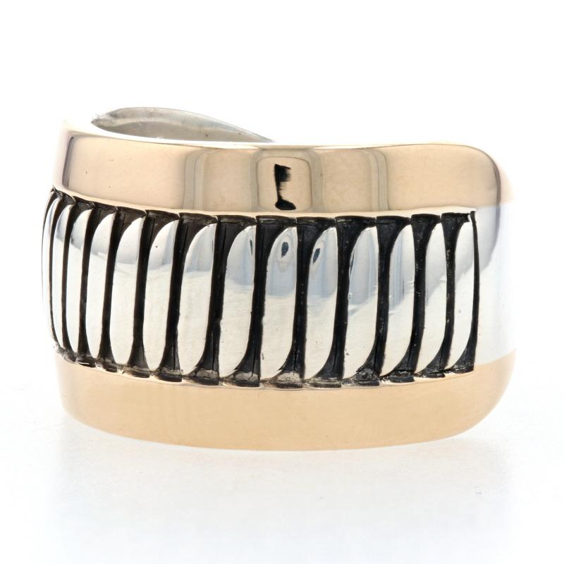 Native American Leonard Schmallie Navajo Sterling Yellow Gold Band 925 14k Ring 3
