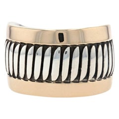 Native American Leonard Schmallie Navajo Sterling Yellow Gold Band 925 14k Ring