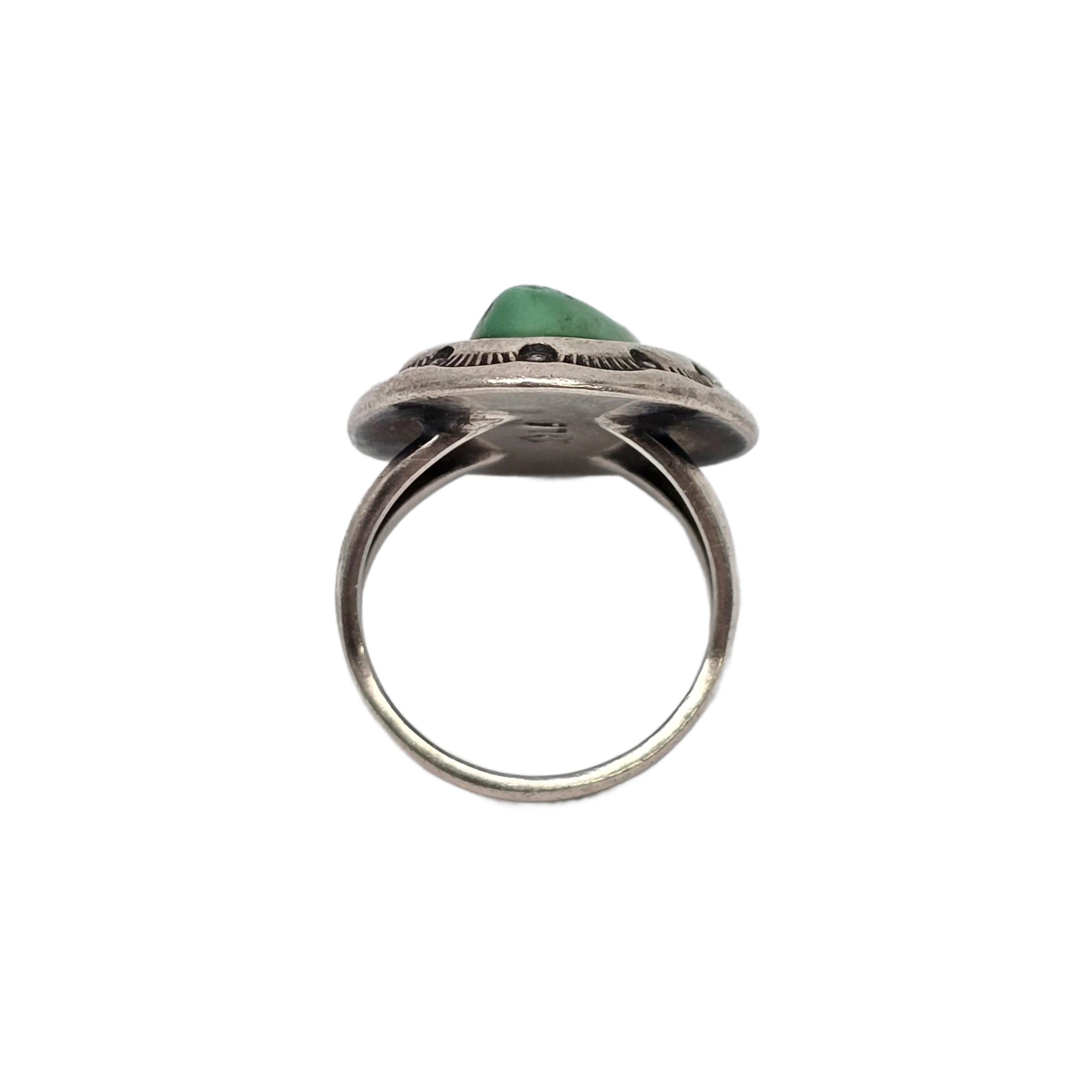 Women's Native American LeRoy Begay Shadowbox Silver Turquoise Ring Size 7 3/4 #19871