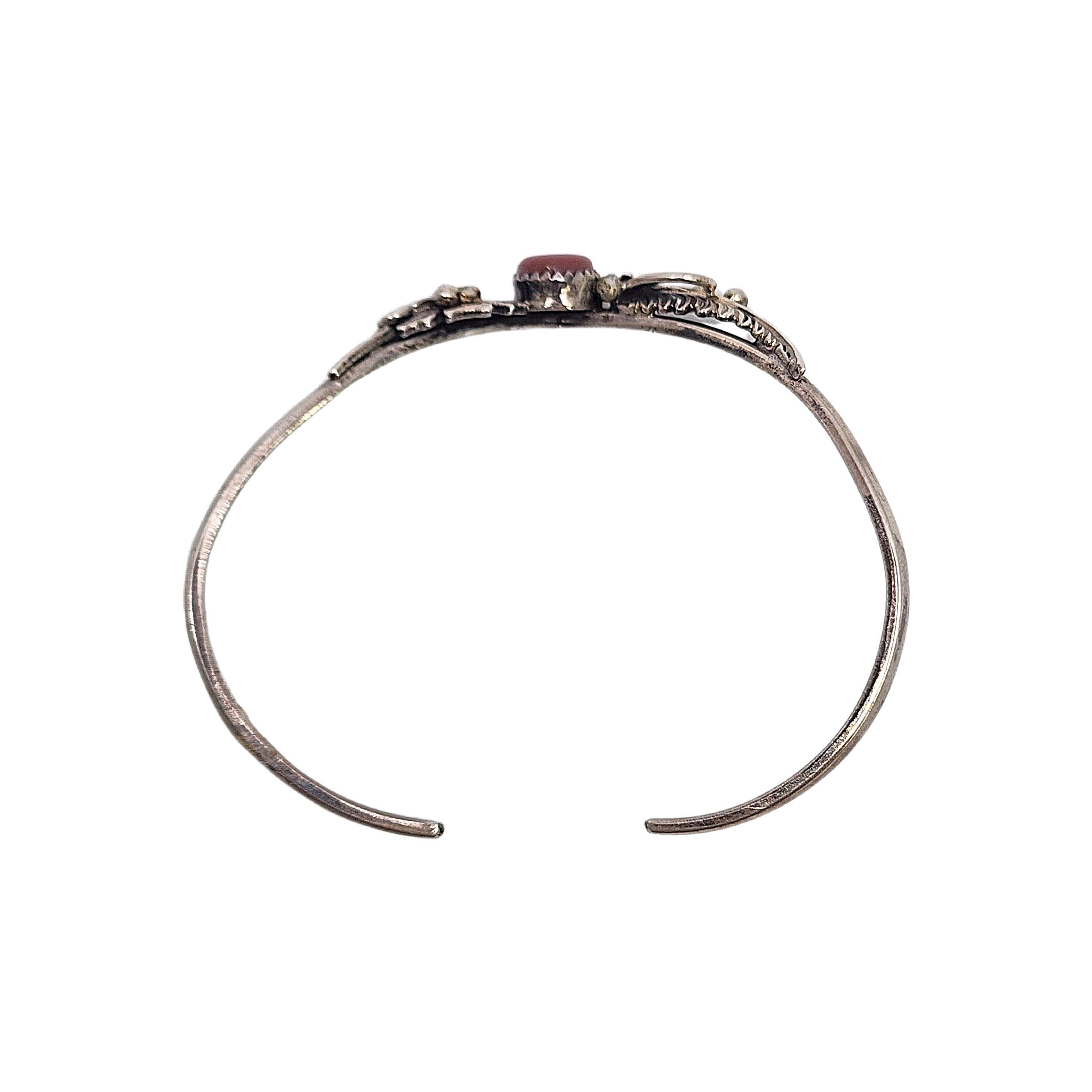 Native American Les Baker Sterling Silver Mother of Pearl Cuff Bracelet #18189 For Sale 1
