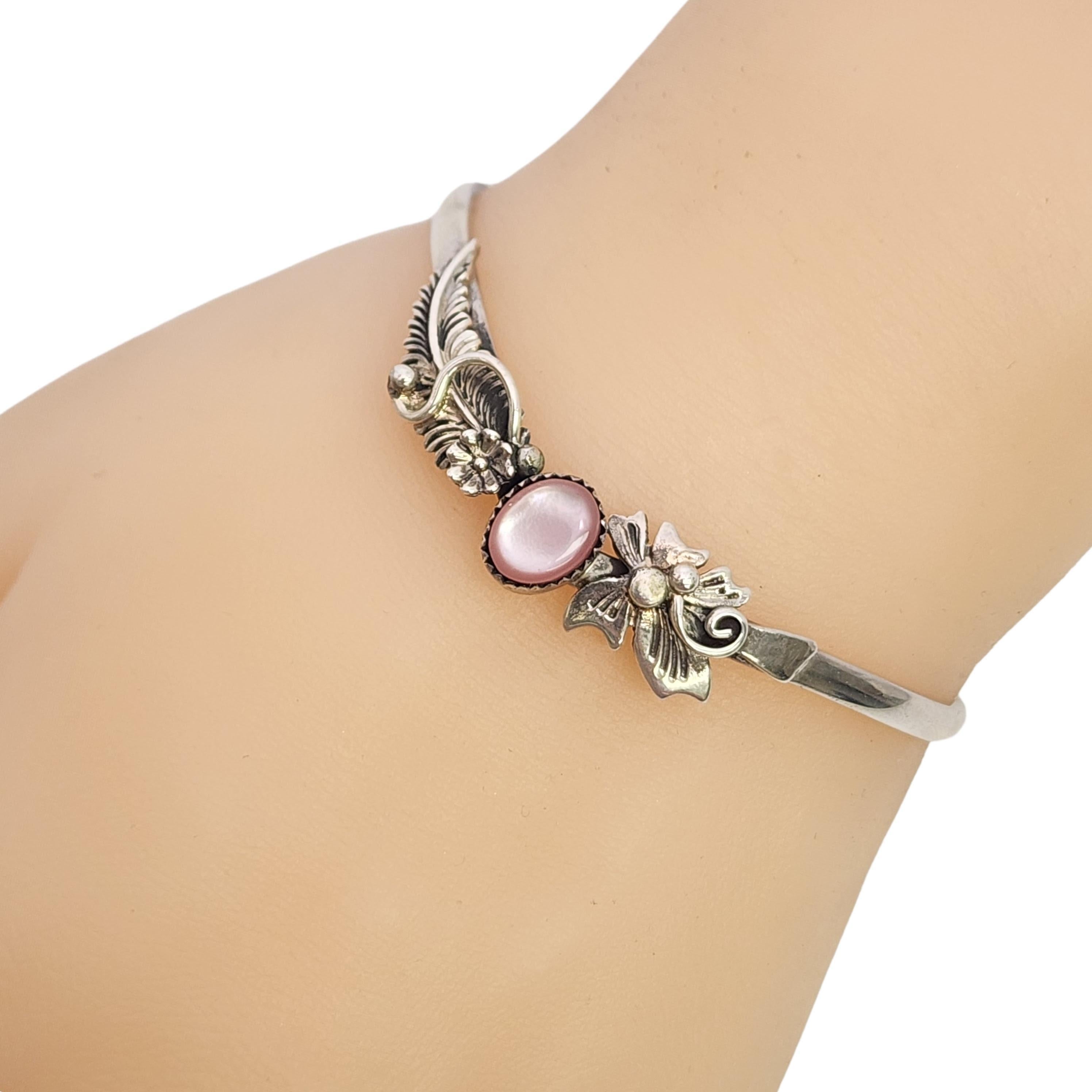 Native American Les Baker Sterling Silver Mother of Pearl Cuff Bracelet #18189 For Sale 5