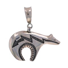 Native American Liberty E.E. Navajo Heartline Spirit Bear Pendant Sterling Arrow