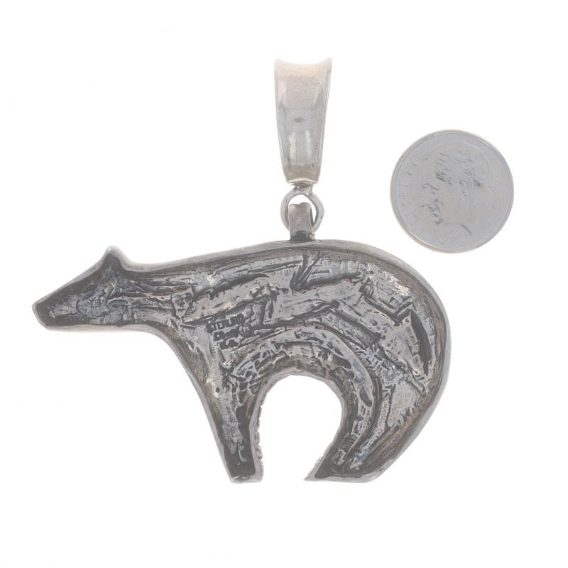 Women's or Men's Native American Liberty E.E. Navajo Heartline Spirit Bear Pendant Sterling Arrow For Sale