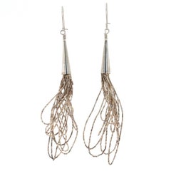 Native American Liquid Silver Earrings & Necklace Jewelry Set, Sterling 925