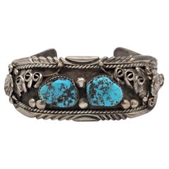 Pulsera de Turquesa Nativa Americana Lutricia Yellowhair de Plata de Ley #19915