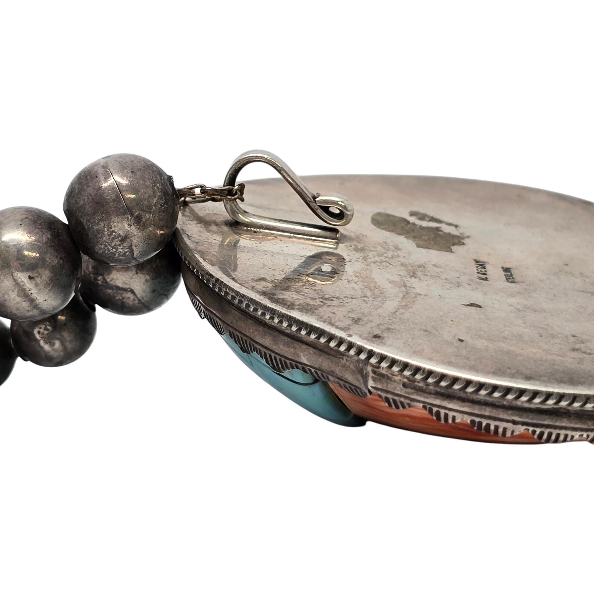Women's Native American M Begay Sterling Silver Spiny Oyster Necklace #20842 For Sale