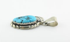 Native American M. Tsosie Sterling Silver Turquoise Pendant