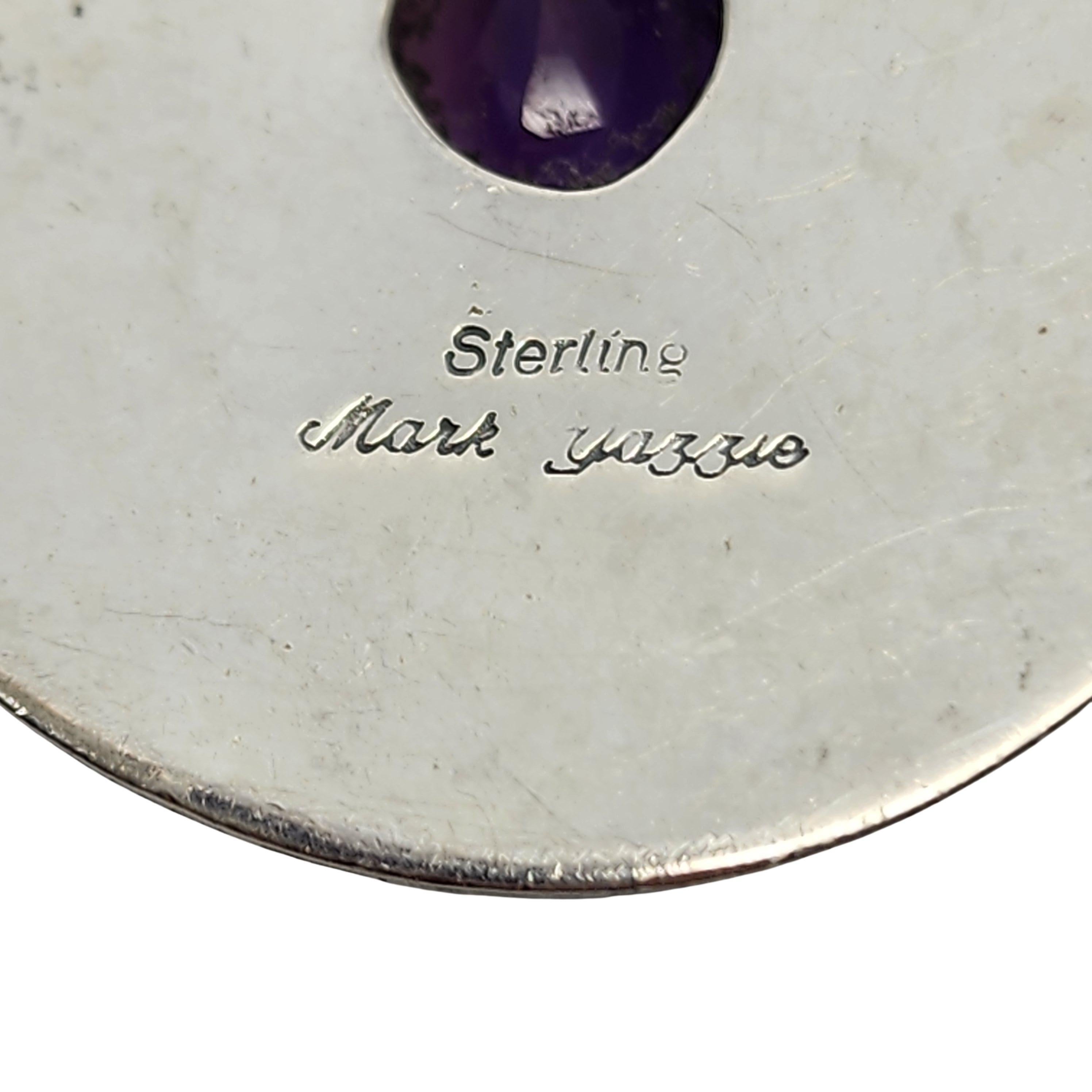 Native American Mark Yazzie Sterling Silver Amethyst Teardrop Pendant #16153 For Sale 3