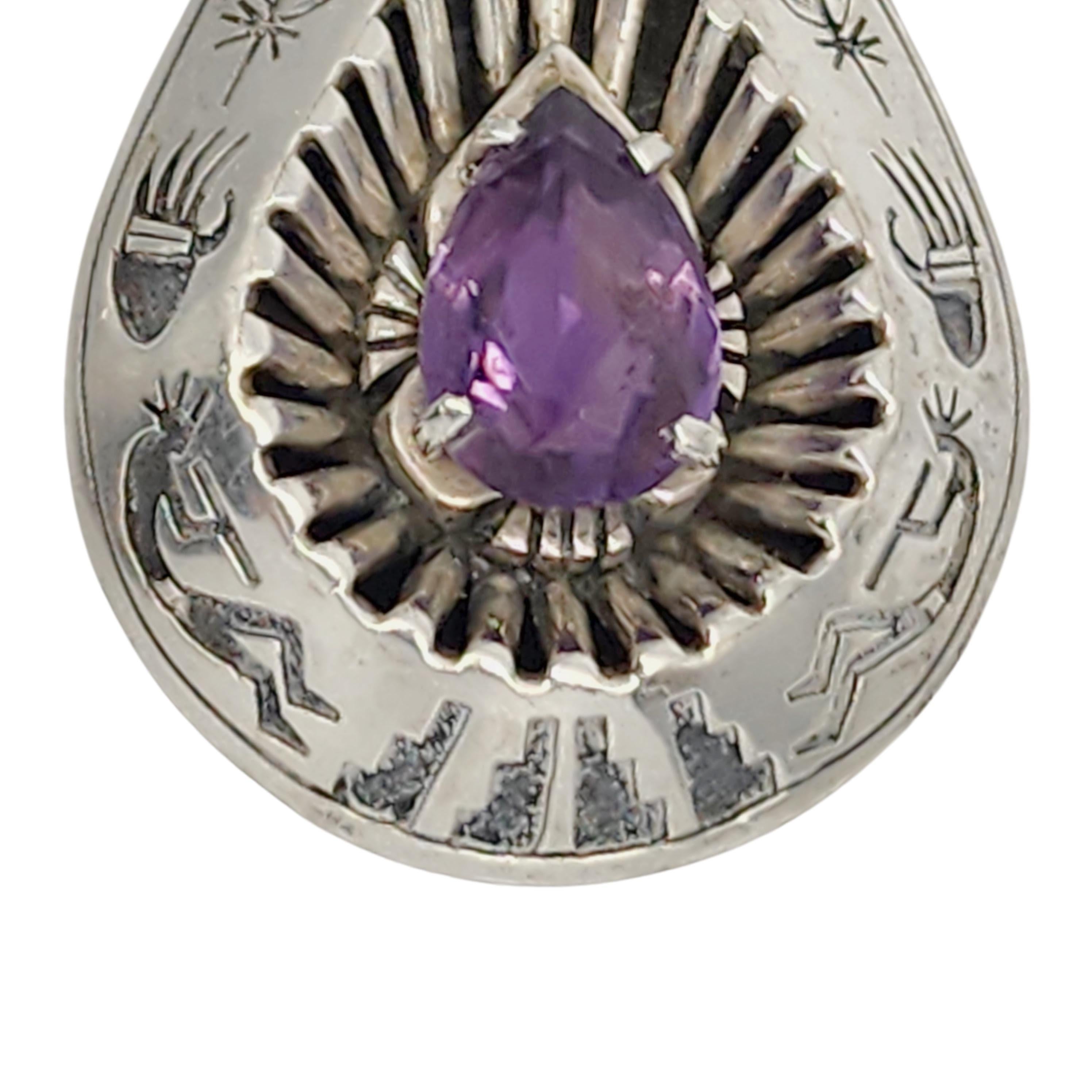 Ciondolo a goccia con ametista in argento sterling del nativo americano Mark Yazzie #20078 in vendita 5