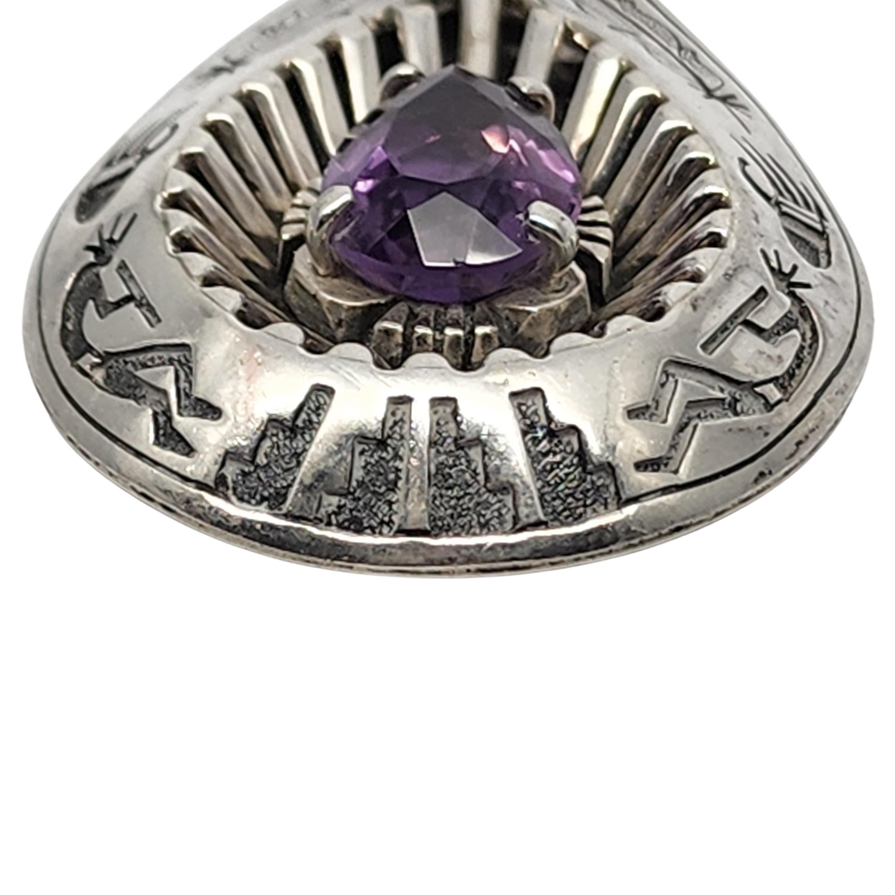 Taglio a goccia Ciondolo a goccia con ametista in argento sterling del nativo americano Mark Yazzie #20078 in vendita