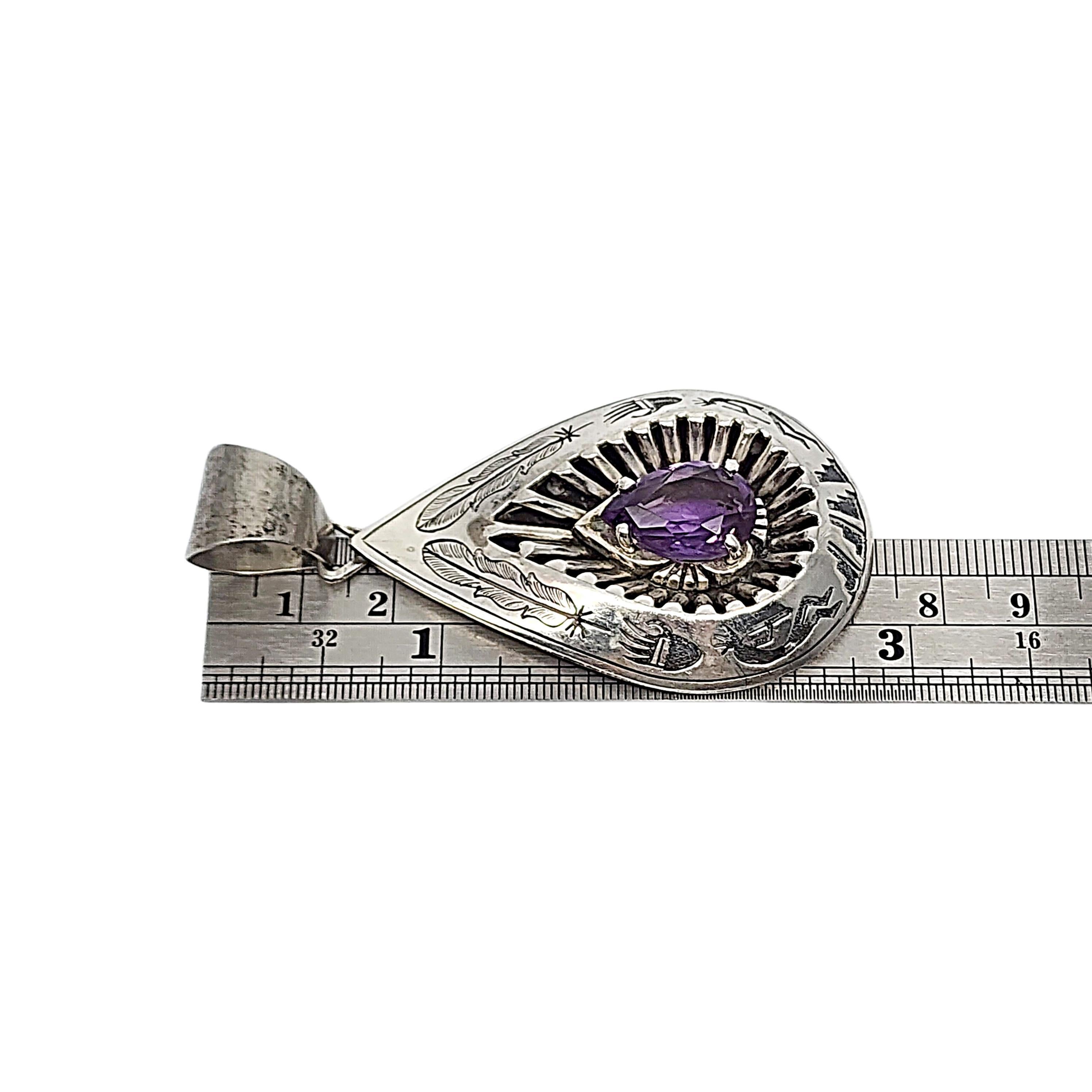 Donna Ciondolo a goccia con ametista in argento sterling del nativo americano Mark Yazzie #20078 in vendita