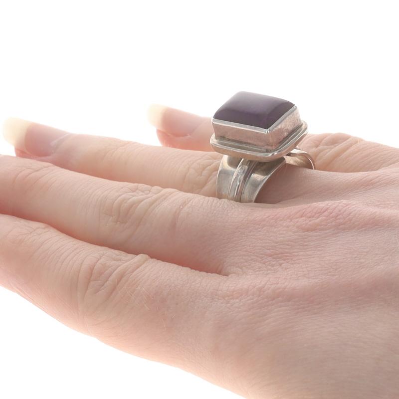 Women's Native American Mike Smith Navajo Sugilite Solitaire Ring Sterling 925 Rect Cab