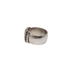 Native American Mike Smith Sterling Silver 14K Band Ring Size 6 1/2 #17125