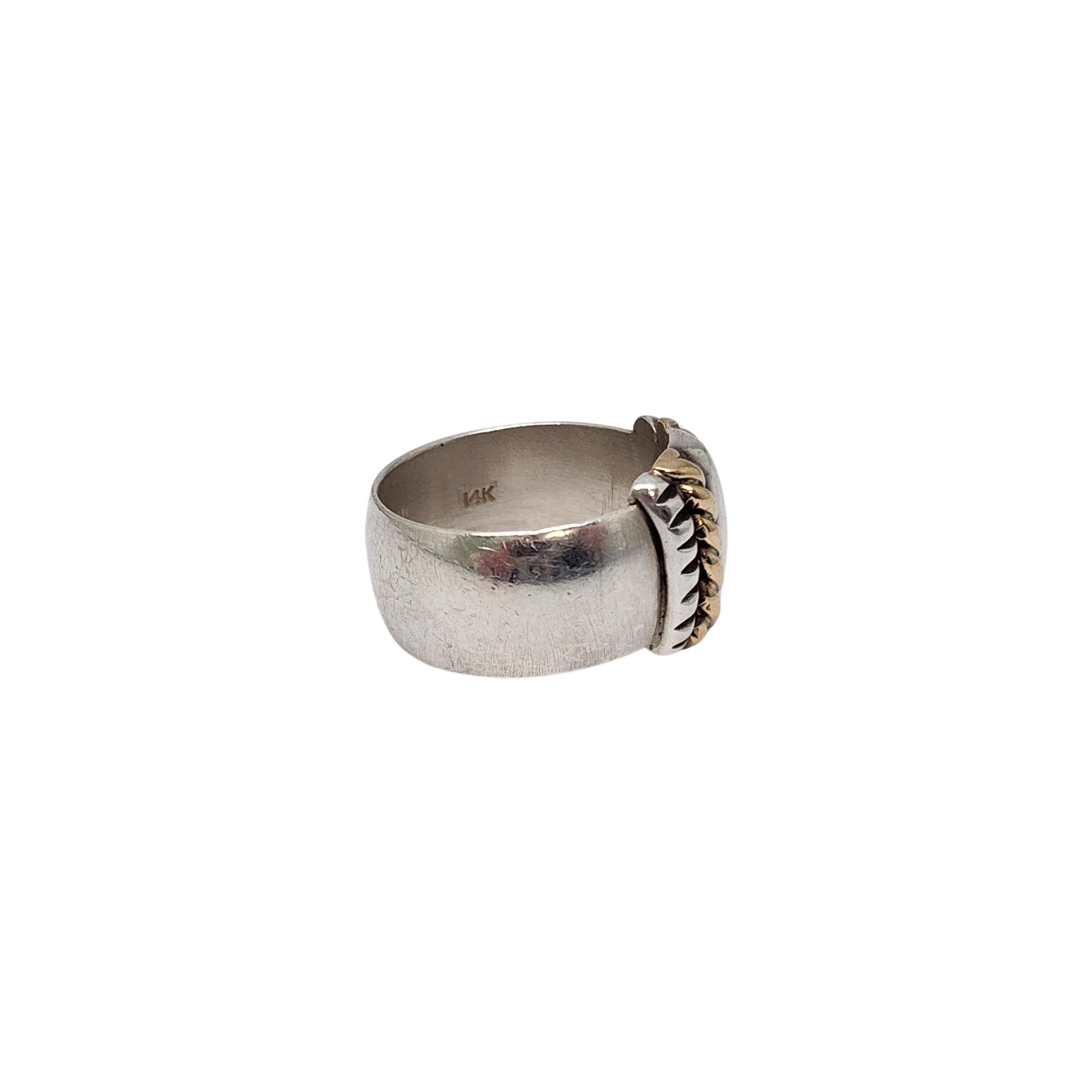 Women's Native American Mike Smith Sterling Silver 14K Band Ring Size 6 1/2 #17125 For Sale