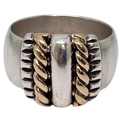 Native American Mike Smith Sterling Silver 14K Band Ring Size 6 1/2 #17125