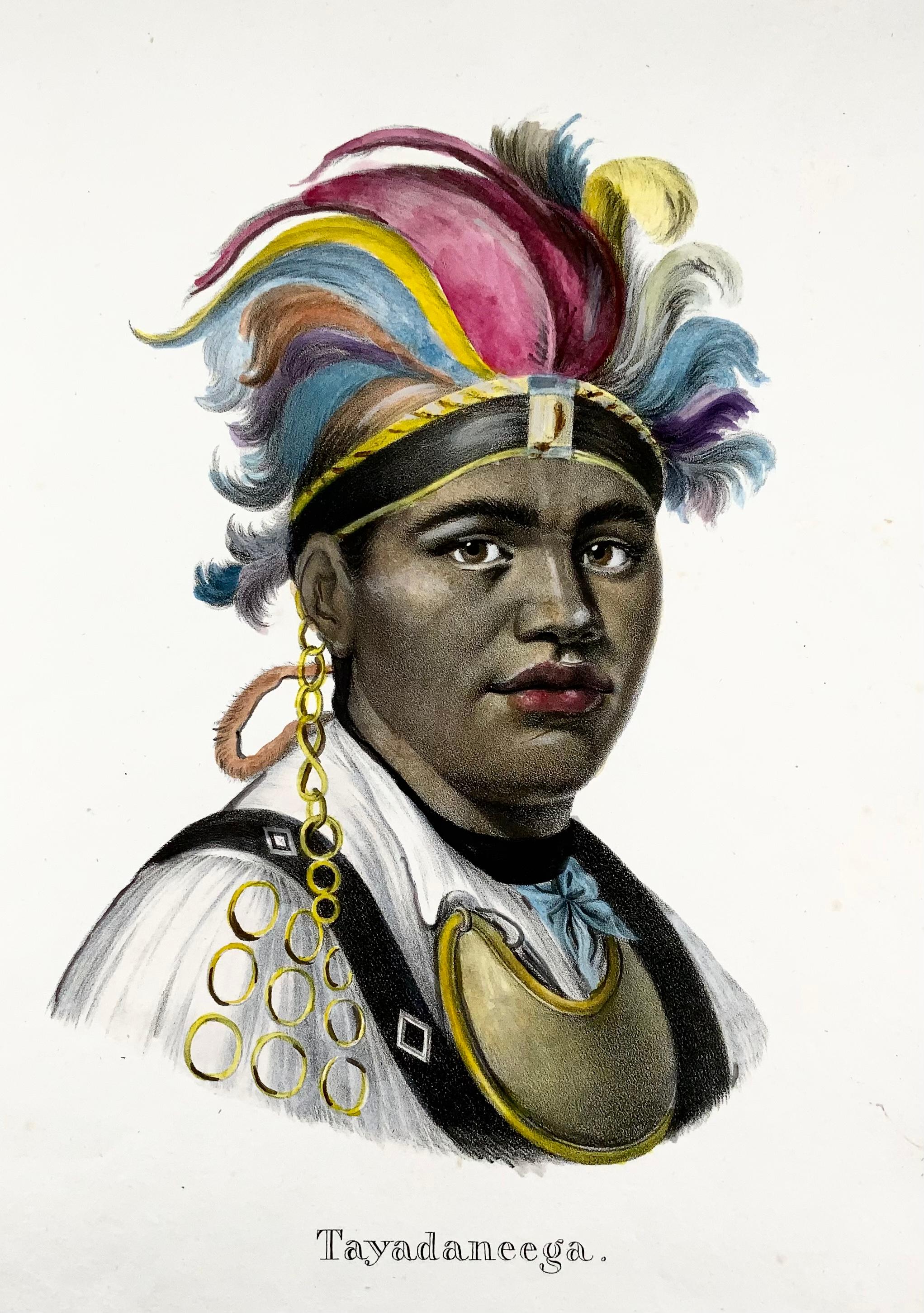 Striking lithographic portrait of the famed Mohawk leader who fought with Great Britain in the American Revolution in the province of New York.

Fine original stone lithograph of Joseph Brant (Thayendanegea) with hand colour.

Lithographed on