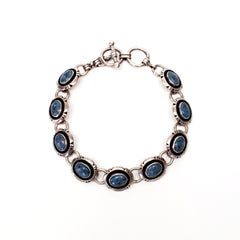 Native American Murray Jackson Sterling Silver Lapis Lazuli Link Bracelet