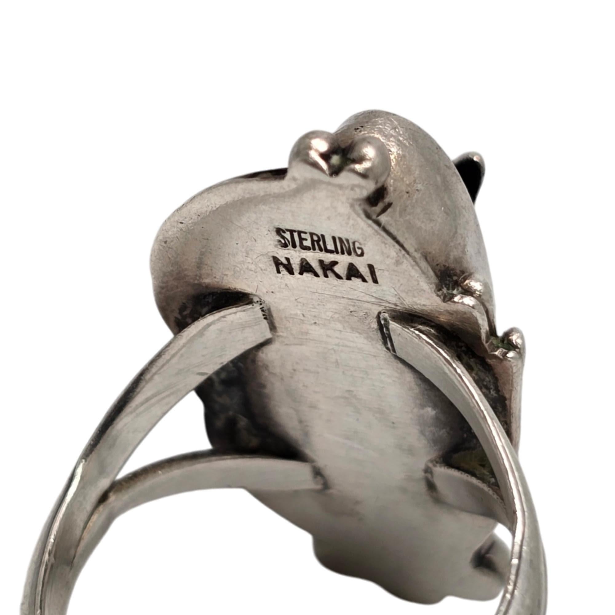 Native American Nakai Sterling Silver Feather Onyx Ring Size 7 1/4 #19110 For Sale 2
