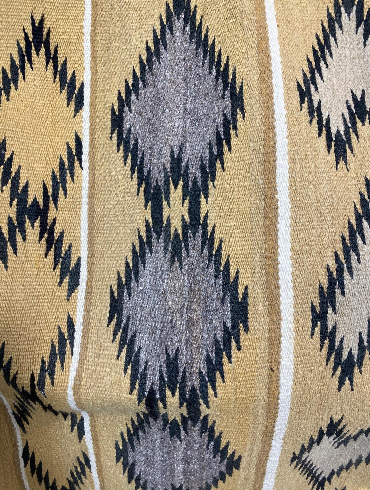Native American Navajo Antique Vintage Geometric Handwoven Wool Rug Blanket For Sale 2