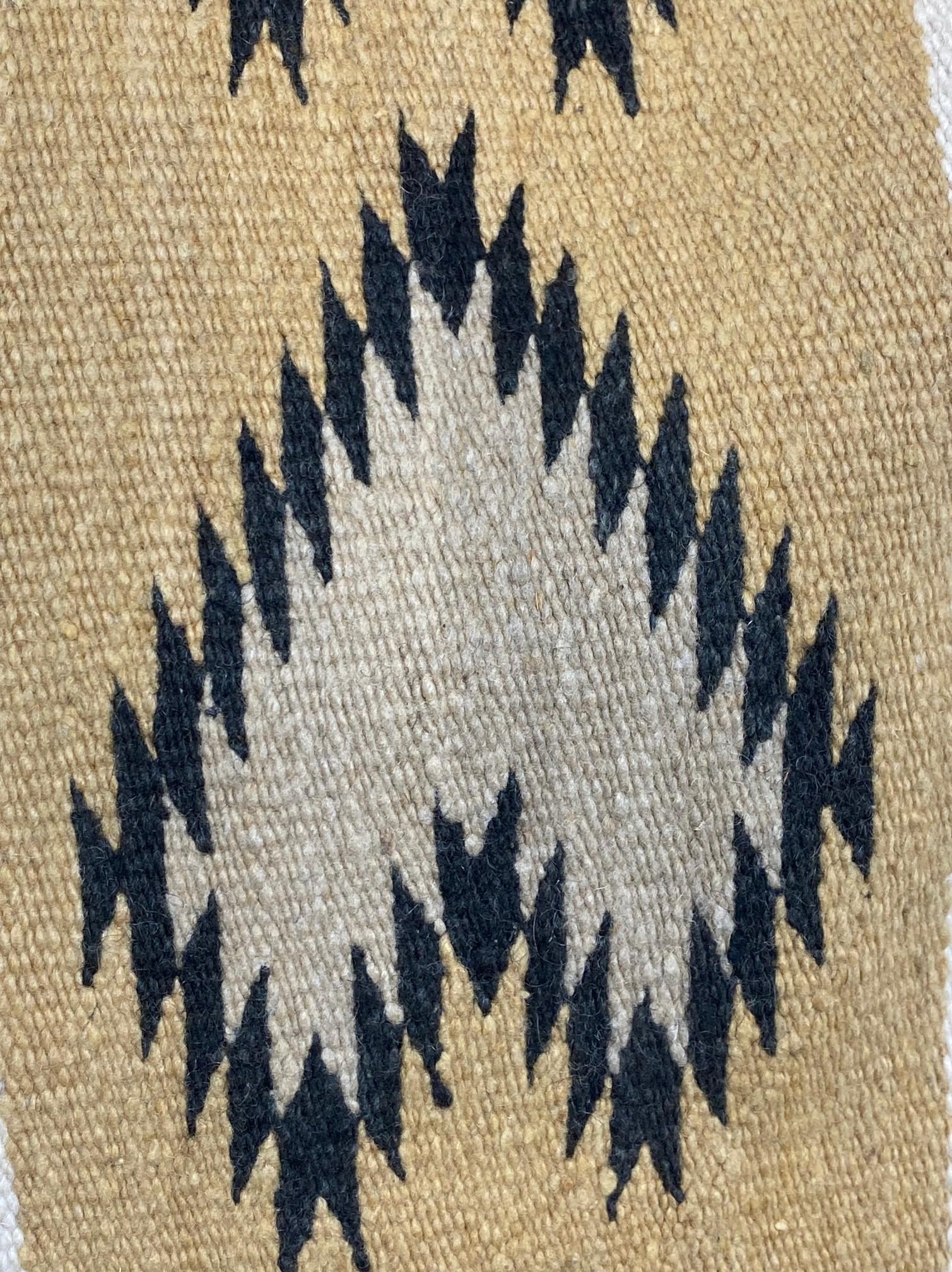 Native American Navajo Antique Vintage Geometric Handwoven Wool Rug Blanket For Sale 3
