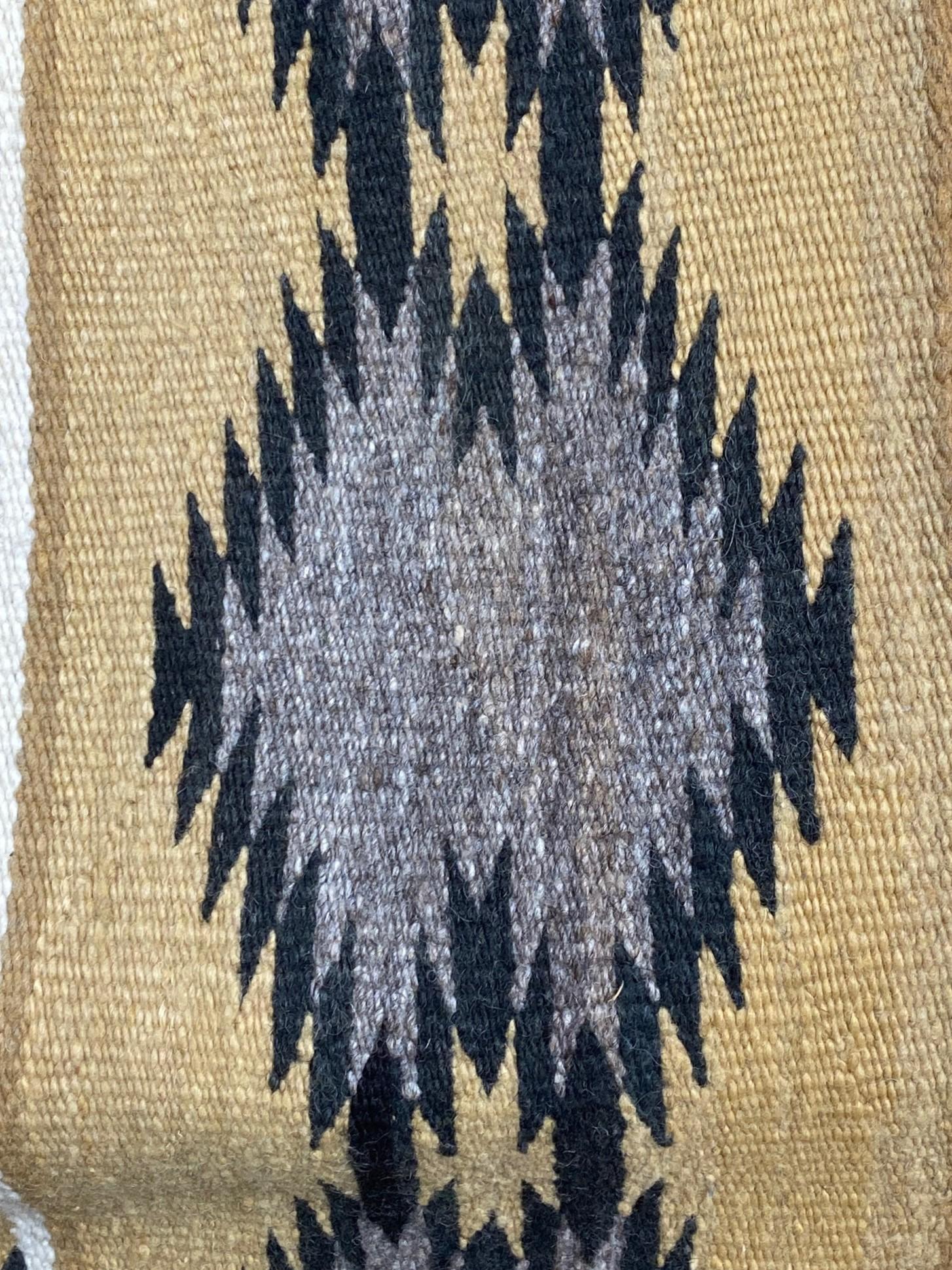 Native American Navajo Antique Vintage Geometric Handwoven Wool Rug Blanket For Sale 4