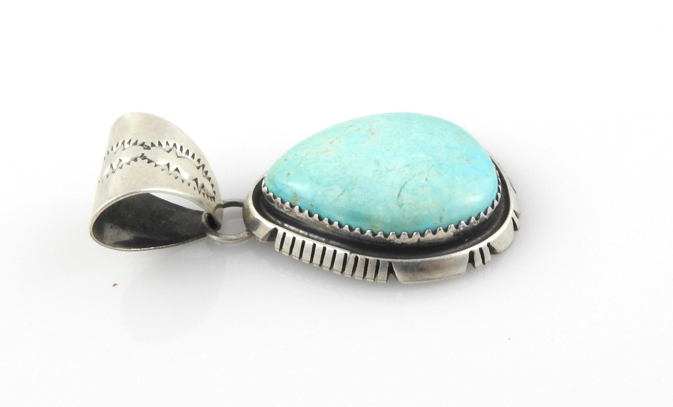 Navajo B. Piaso Jr., Indigene Kunst (Nord-/Südamerika) Türkis-Anhänger aus Sterlingsilber für Damen oder Herren