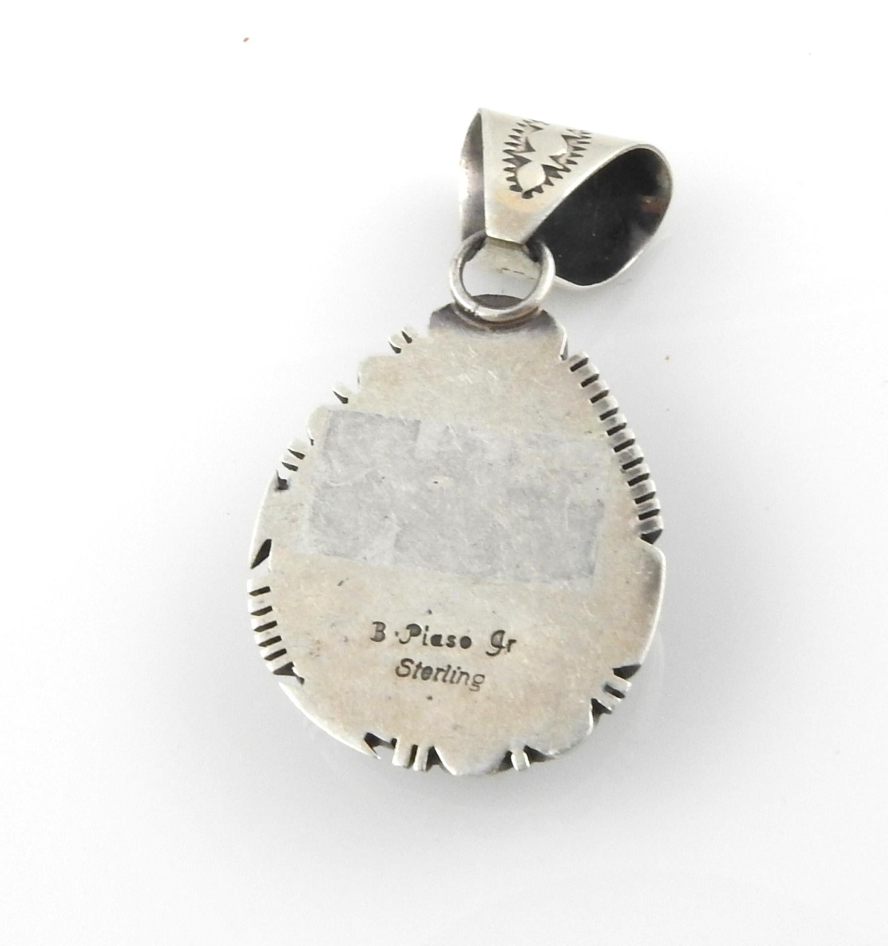Navajo B. Piaso Jr., Indigene Kunst (Nord-/Südamerika) Türkis-Anhänger aus Sterlingsilber 1