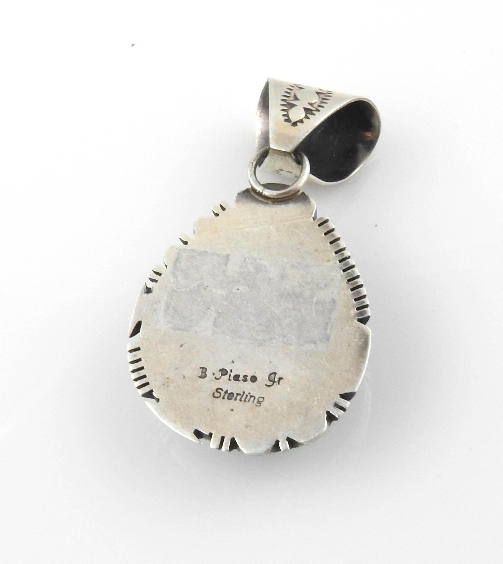 Native American Navajo B. Piaso Jr. Sterling Silver Turquoise Pendant