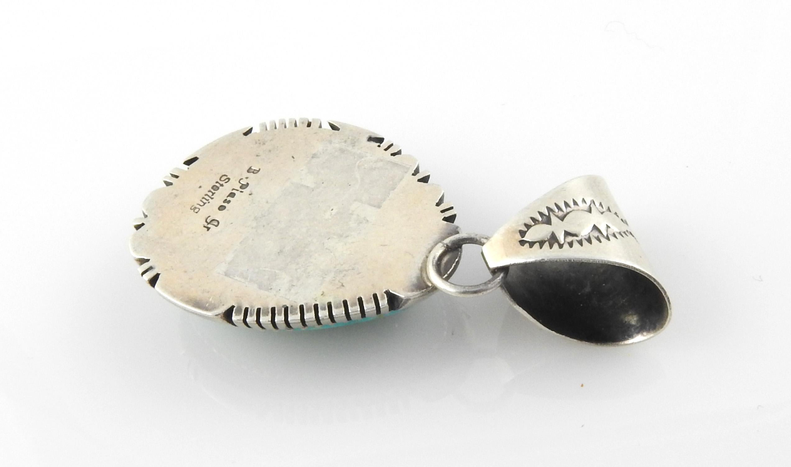 Navajo B. Piaso Jr., Indigene Kunst (Nord-/Südamerika) Türkis-Anhänger aus Sterlingsilber 3