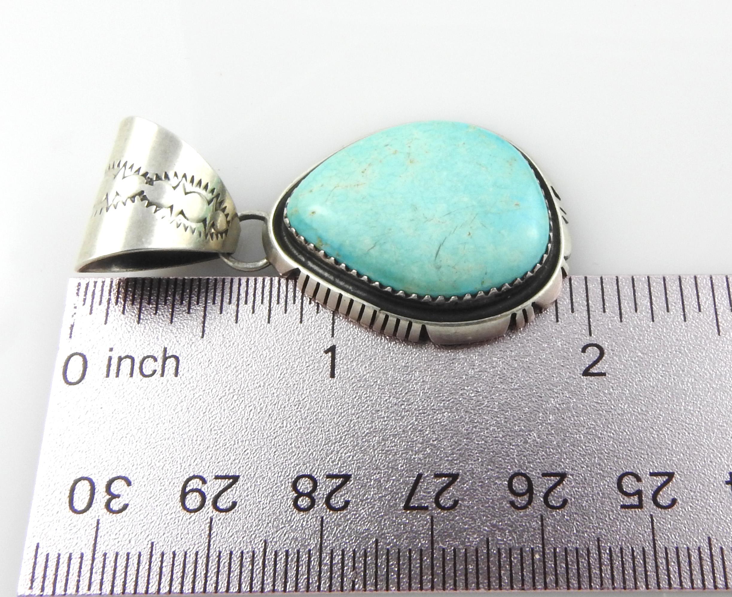 Navajo B. Piaso Jr., Indigene Kunst (Nord-/Südamerika) Türkis-Anhänger aus Sterlingsilber 4