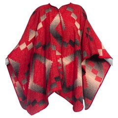 Native American Navajo Blanket Poncho Wool Cape