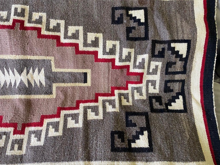 Hand-Woven Native American Navajo Colorful Handwoven Geometric Pattern Blanket Rug For Sale