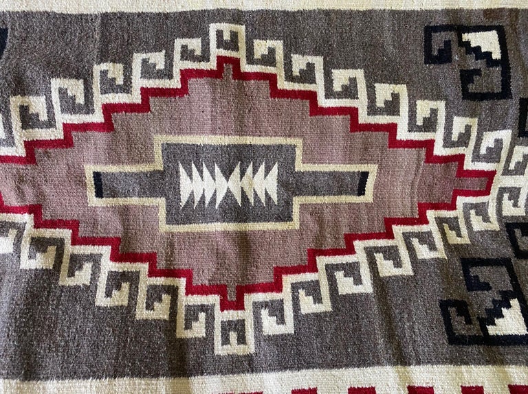 Native American Navajo Colorful Handwoven Geometric Pattern Blanket Rug In Good Condition For Sale In Studio City, CA