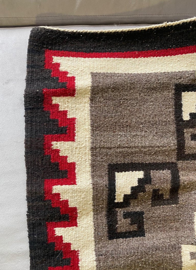 Wool Native American Navajo Colorful Handwoven Geometric Pattern Blanket Rug For Sale