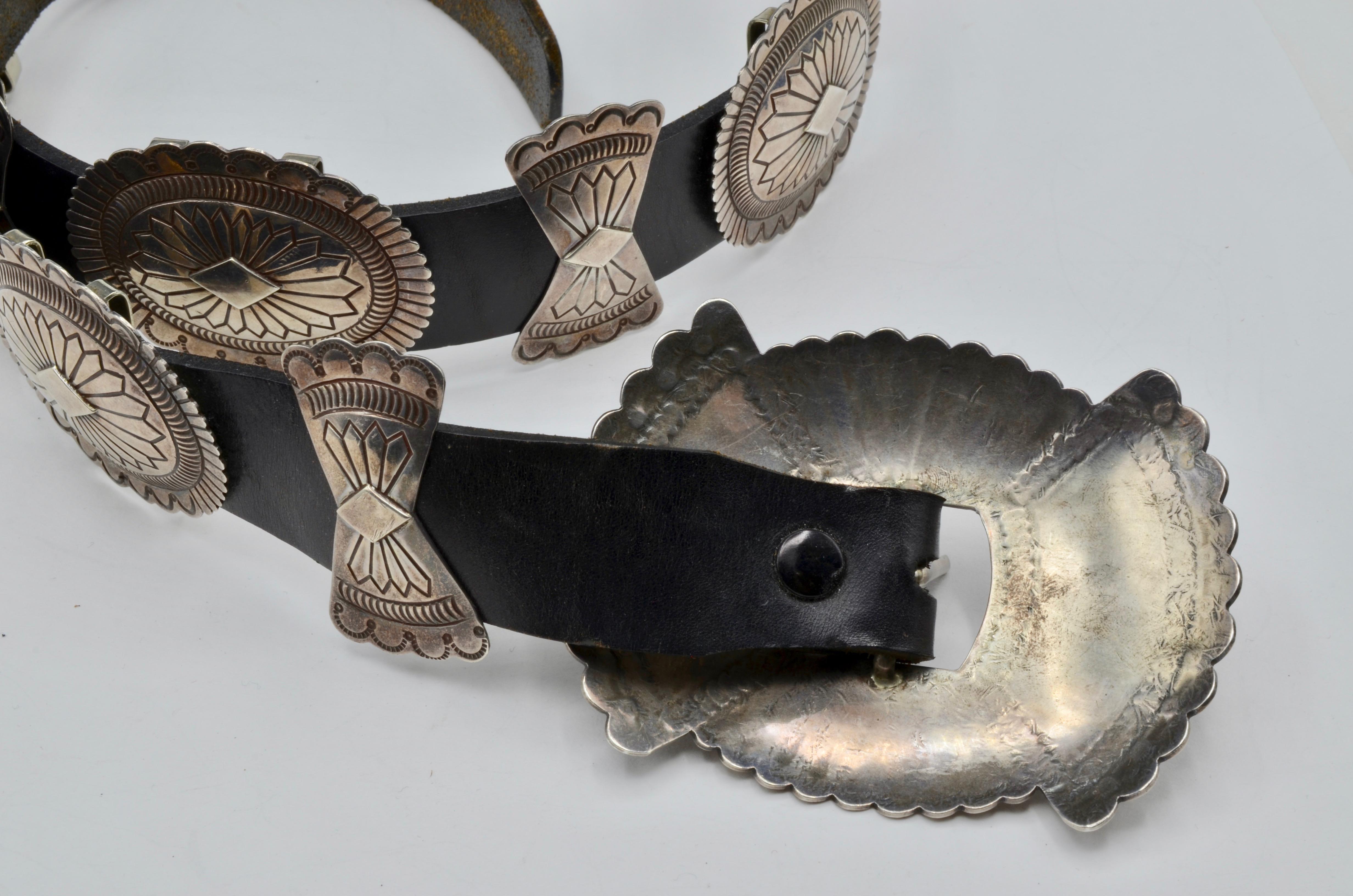 Native American Navajo Concho Belt Silver and Turquoise Susie James 3