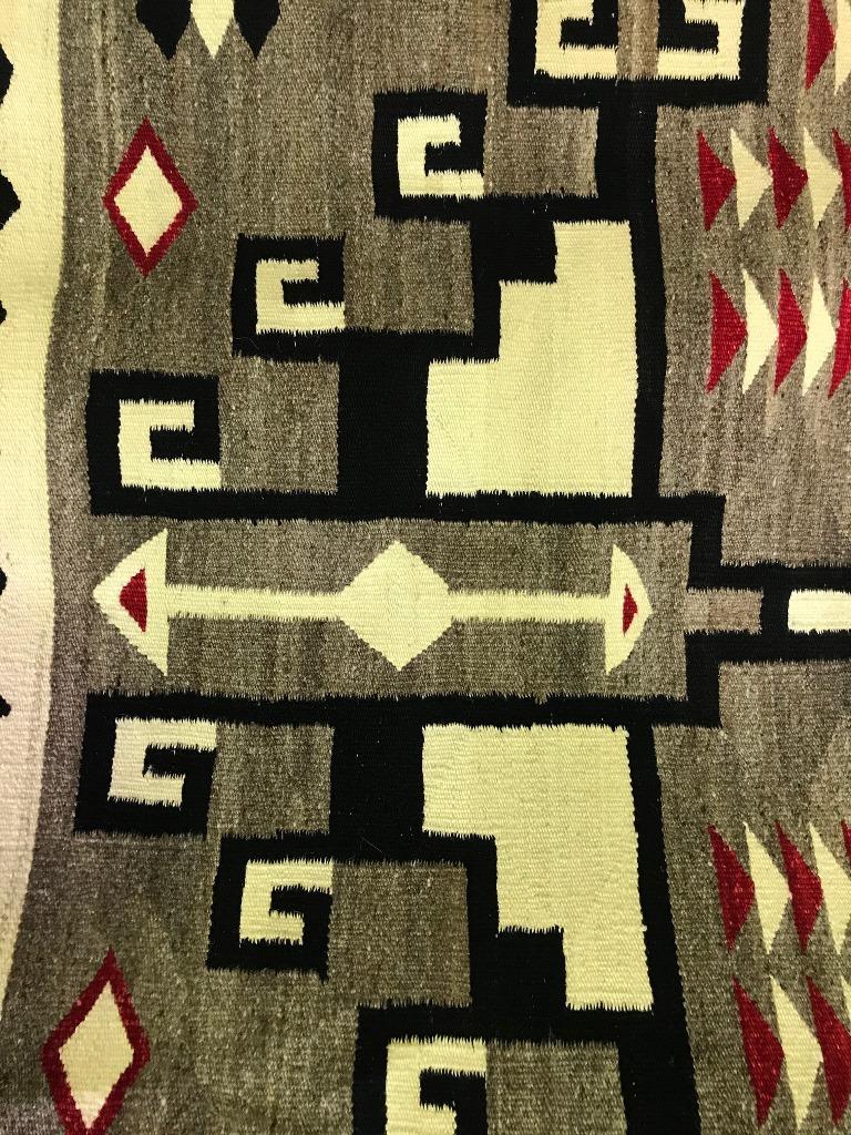 Mid-20th Century Native American Navajo Crystal Region Handwoven Storm Pattern Rug, circa 1930s