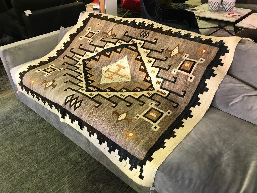 Hand-Woven Native American Navajo Crystal Region Large Handwoven Rug, circa 1910-1920