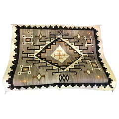 Native American Navajo Crystal Region Large Handwoven Rug, circa 1910-1920