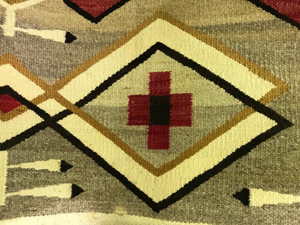 Wool Native American Navajo Crystal Region Large Handwoven Rug, circa 1920
