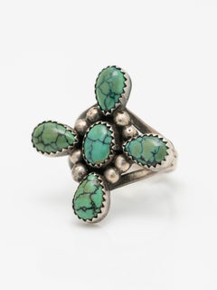 Native American Navajo Five Stone Turquoise Ring