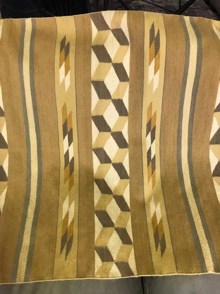 Nativo americano Coperta Nativa Americana Navajo Geometrica Ottica Tessuta a Mano in vendita