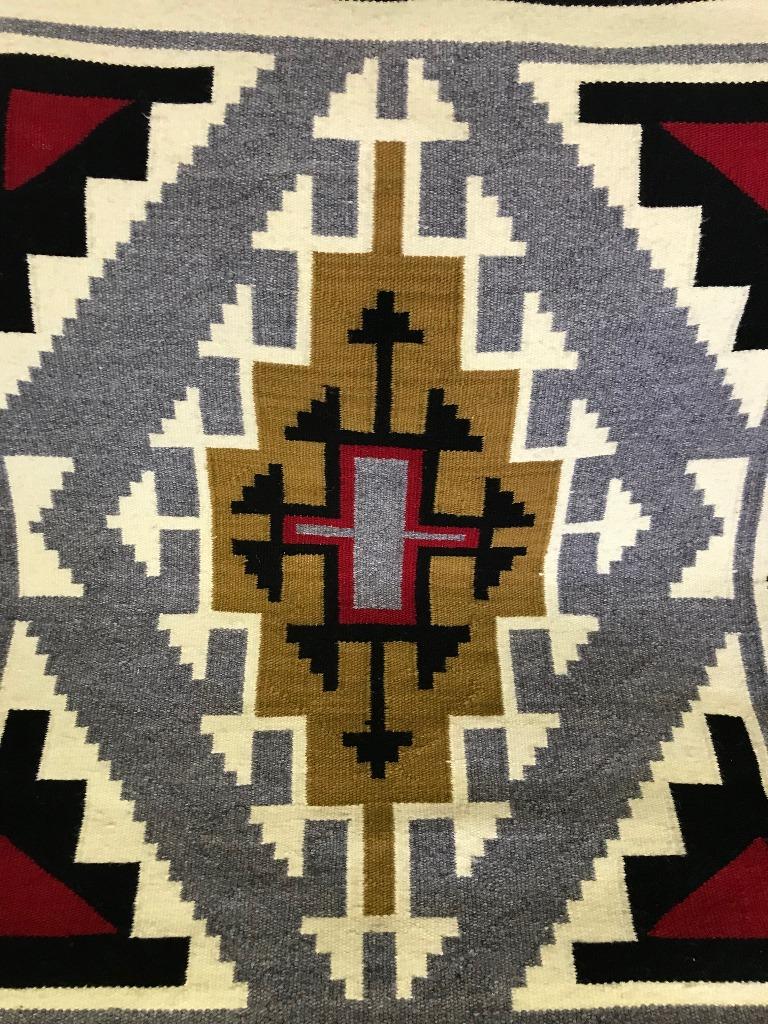 20th Century Native American Navajo Handwoven Geometric Rug Mat
