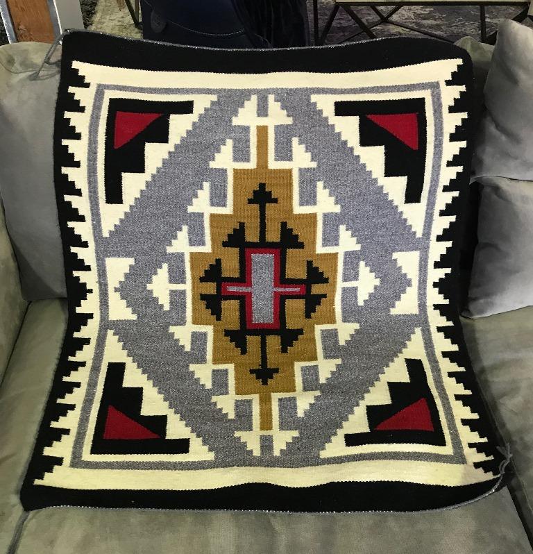Wool Native American Navajo Handwoven Geometric Rug Mat