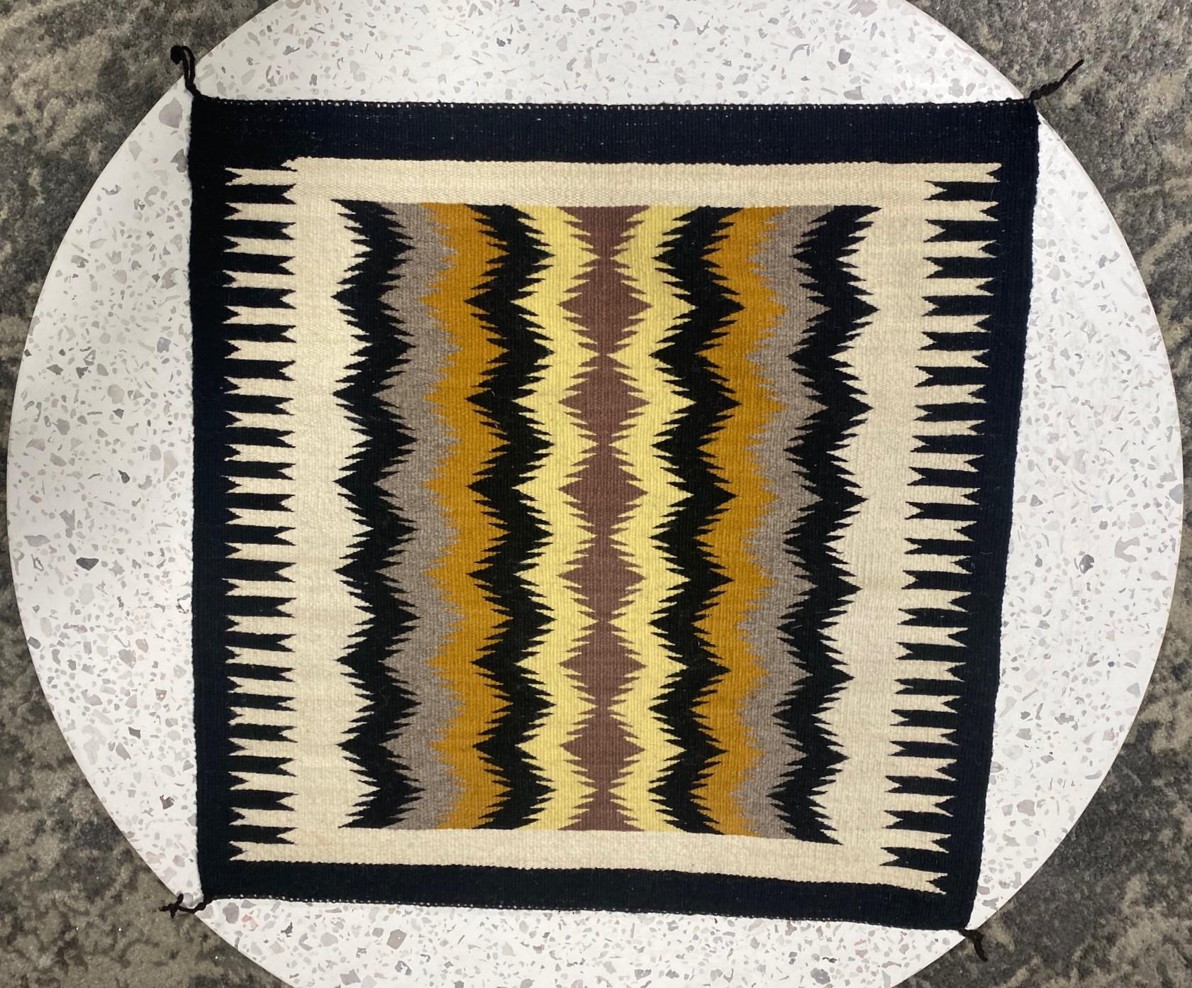 Native American Navajo Handwoven Wool Geometric Rug Mat For Sale 6