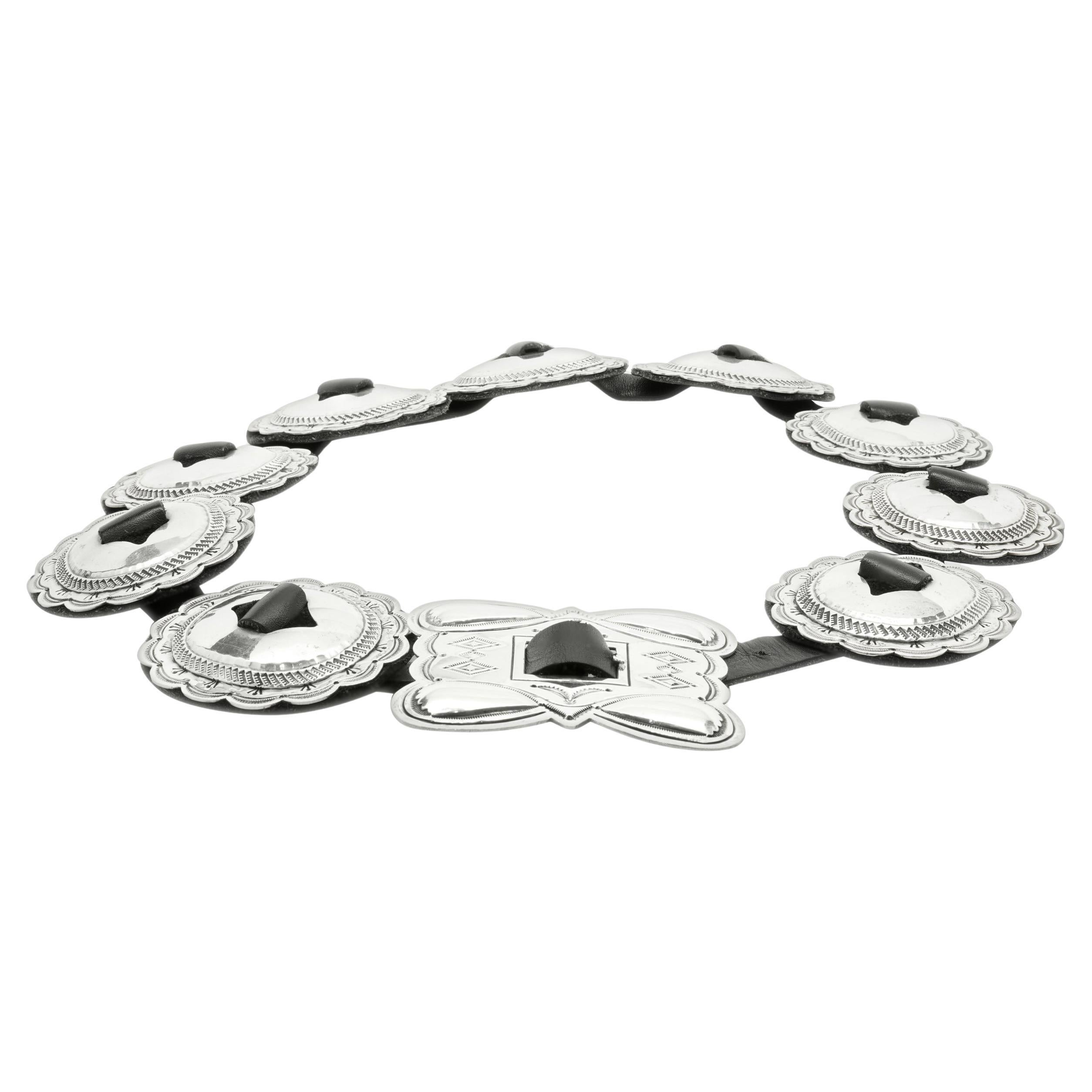 Native American Navajo John B. Begay jr. Sterling Silver 9 Concho Belt